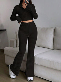 Thumbnail for Honey Zip Up Long Sleeve Top and Pants Set