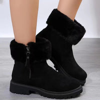 Thumbnail for Suede Faux Fur Boots with Side Zipper