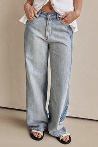 Thumbnail for Contrast Straight Leg Jeans with Pockets