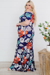 Thumbnail for Plus Size Floral Off-Shoulder Short Sleeve Fishtail Dress