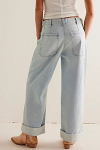 Thumbnail for Washed Wide Leg Jeans with Pockets