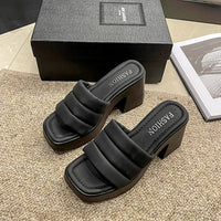 Thumbnail for Open Toe Block Heel Sandals