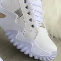Thumbnail for Lace-Up PU Leather Platform Sneakers