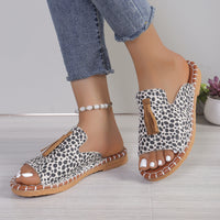 Thumbnail for Fringe Leopard Open Toe Sandals