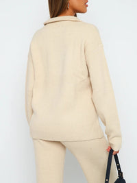 Thumbnail for Quarter Zip Long Sleeve Top and Pants Set