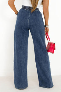 Thumbnail for Slit Wide Leg Jeans with Pockets