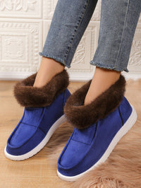 Thumbnail for Faux Fur Suede Round Toe Sneakers