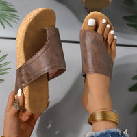 Thumbnail for PU Leather Wedge Sandals