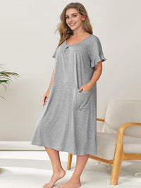 Thumbnail for Plus Size Round Neck Short Sleeve Lounge Dress