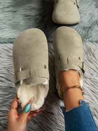 Thumbnail for Suede Round Toe Slippers