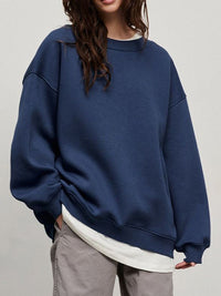 Thumbnail for Round Neck Dropped Shoulder Long Sleeve Sweatshirt