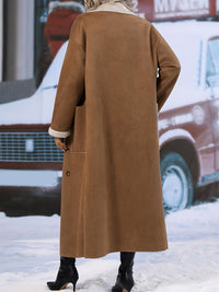 Thumbnail for Plus Size Drop Shoulder Sherpa Longline Coat