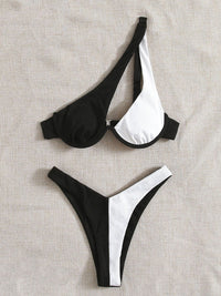 Thumbnail for Contrast Single Shoulder Two-Piece Bikini Set