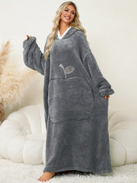 Thumbnail for Pocketed Contrast Long Sleeve Hooded Lounge Dress