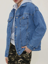 Thumbnail for Button Up Collared Neck Long Sleeve Denim Jacket