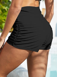 Thumbnail for Ruched Mid-Rise Waist Swim Shorts