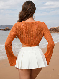 Thumbnail for Openwork Long Sleeve Cover-Up