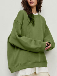 Thumbnail for Round Neck Dropped Shoulder Long Sleeve Sweatshirt