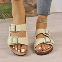 Thumbnail for Open Toe Double Buckle Sandals