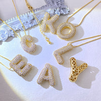 Thumbnail for Gold-Plated Inlaid Zircon Letter Necklace