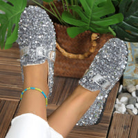 Thumbnail for Sequin Round Toe Slip-Ons