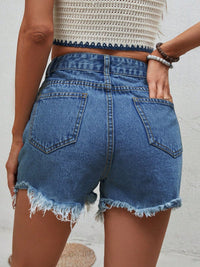 Thumbnail for Distressed Raw Hem Denim Shorts