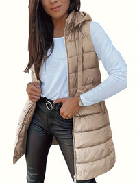 Thumbnail for Plus Size Zip Up Hooded Vest Coat