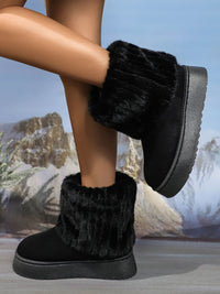 Thumbnail for Thermal Faux Fur Suede Platform Boots