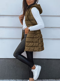 Thumbnail for Plus Size Zip Up Hooded Vest Coat