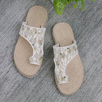 Thumbnail for Flower Toe Post Flat Sandals