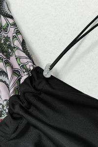 Thumbnail for Cap, Drawstring Printed Long Sleeve Dress and Pants Swim Set