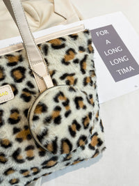 Thumbnail for Leopard Faux Fur Tote Bag with Coin Purse