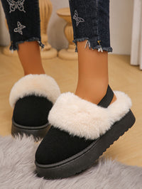 Thumbnail for Faux Fur Round Toe Platform Slippers