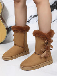 Thumbnail for Bow Thermal Faux Fur Suede Boots