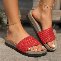 Thumbnail for PU Leather Woven Platform Sandals