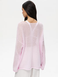 Thumbnail for Round Neck Long Sleeve Knit Cover Up