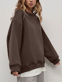 Thumbnail for Round Neck Dropped Shoulder Long Sleeve Sweatshirt