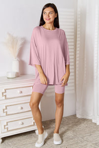 Thumbnail for Basic Bae Full Size Soft Rayon Three-Quarter Sleeve Top and Shorts Set