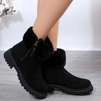 Thumbnail for Suede Faux Fur Boots with Side Zipper