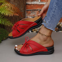 Thumbnail for Tied Open Toe Low Heel Sandals