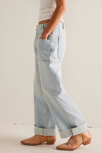 Thumbnail for Washed Wide Leg Jeans with Pockets