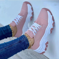 Thumbnail for Lace-Up Round Neck Platform Sneakers