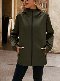 Thumbnail for Ivy Lane Pocketed Zip Up Hooded Jacket