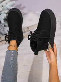 Thumbnail for Lace Up Round Neck Platform Suede Boots