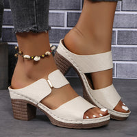 Thumbnail for PU Leather Block Heel Sandals