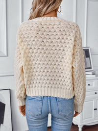 Thumbnail for Cable-Knit Round Neck Long Sleeve Sweater