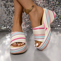 Thumbnail for Printed Open Toe Wedge Sandals