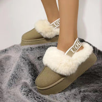 Thumbnail for Plush Platform Slippers with Letter Strap