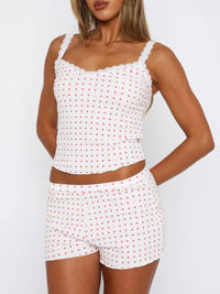 Thumbnail for Lace Detail Scoop Neck Printed Cami and Shorts Set