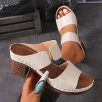 Thumbnail for PU Leather Block Heel Sandals